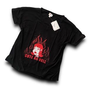 Large • LuLaRoe Lisa V-Neck Tee • 100% Cotton • Halloween • Cute as Hell Graphic